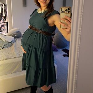 🤰🏻Blue Ruffle Tiered Maternity Dress Sz Small 🤰🏻